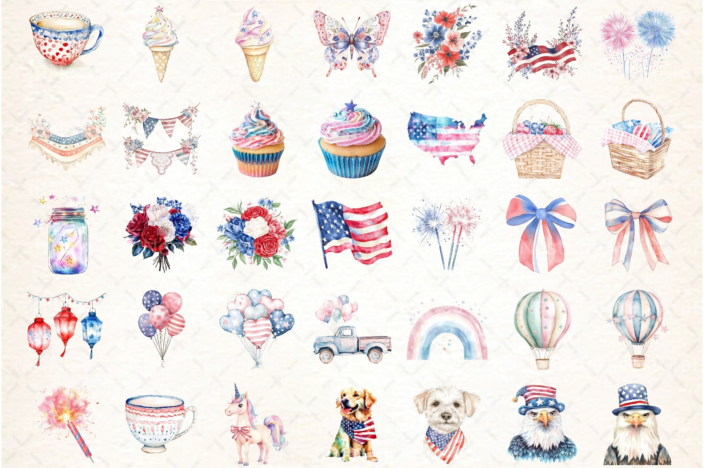 Pastel 4th of July Clipart Bundle - CraftNest - Digital Crafting and Art