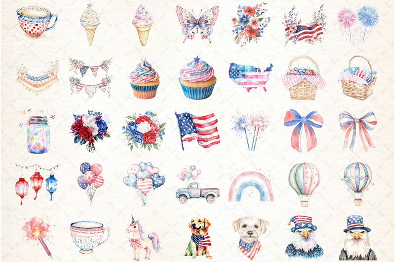 Pastel 4th of July Clipart Bundle - CraftNest - Digital Crafting and Art