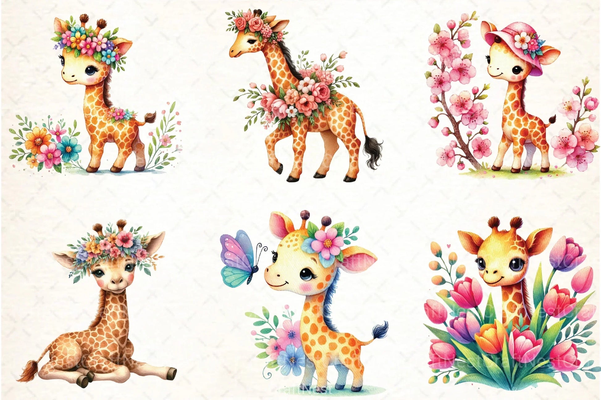 Giraffe Spring Clipart Bundle 1 - CraftNest - Digital Crafting and Art