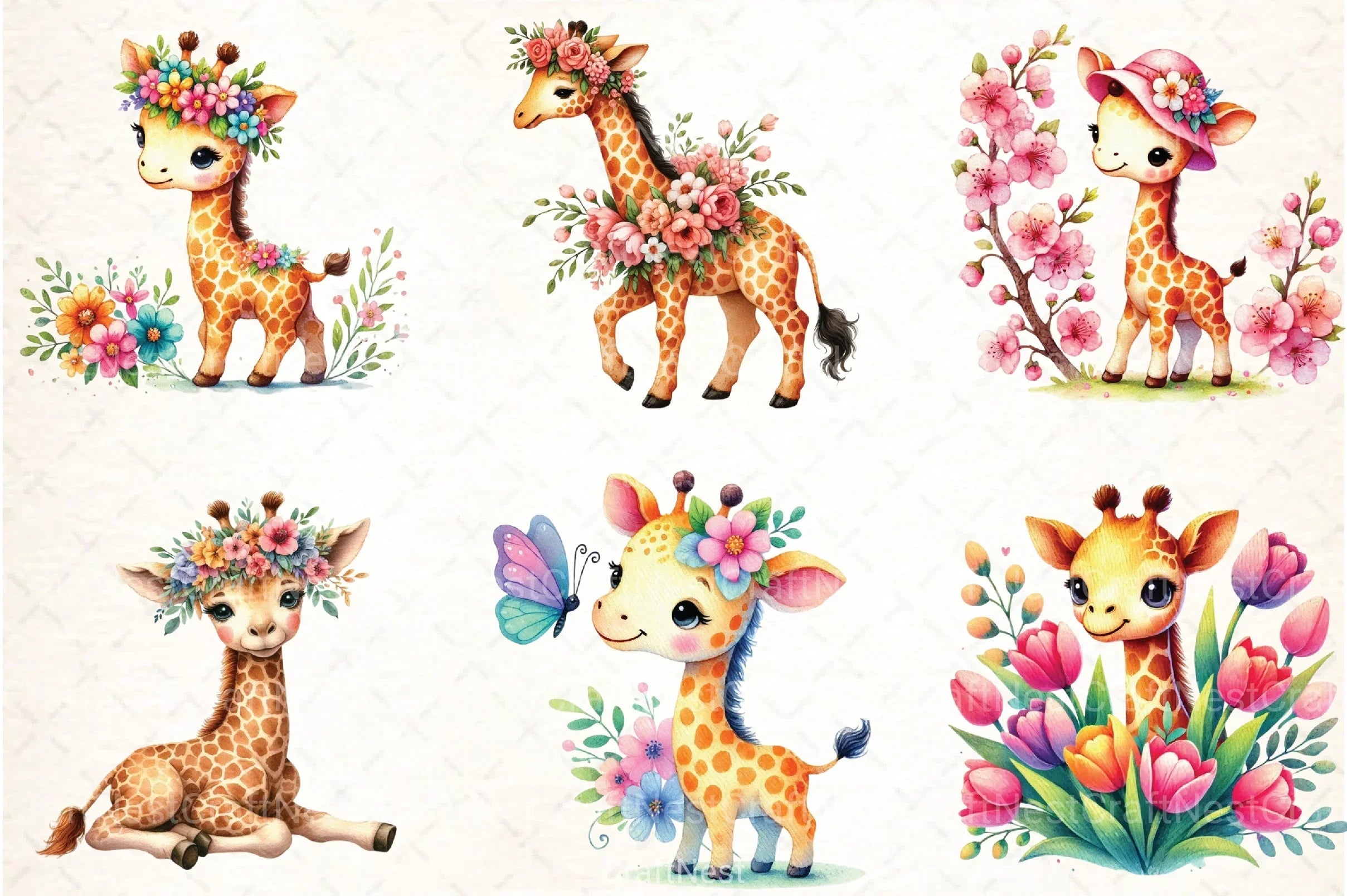 Giraffe Spring Clipart Bundle 1 - CraftNest - Digital Crafting and Art