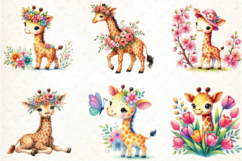 Giraffe Spring Clipart Bundle 1 - CraftNest - Digital Crafting and Art