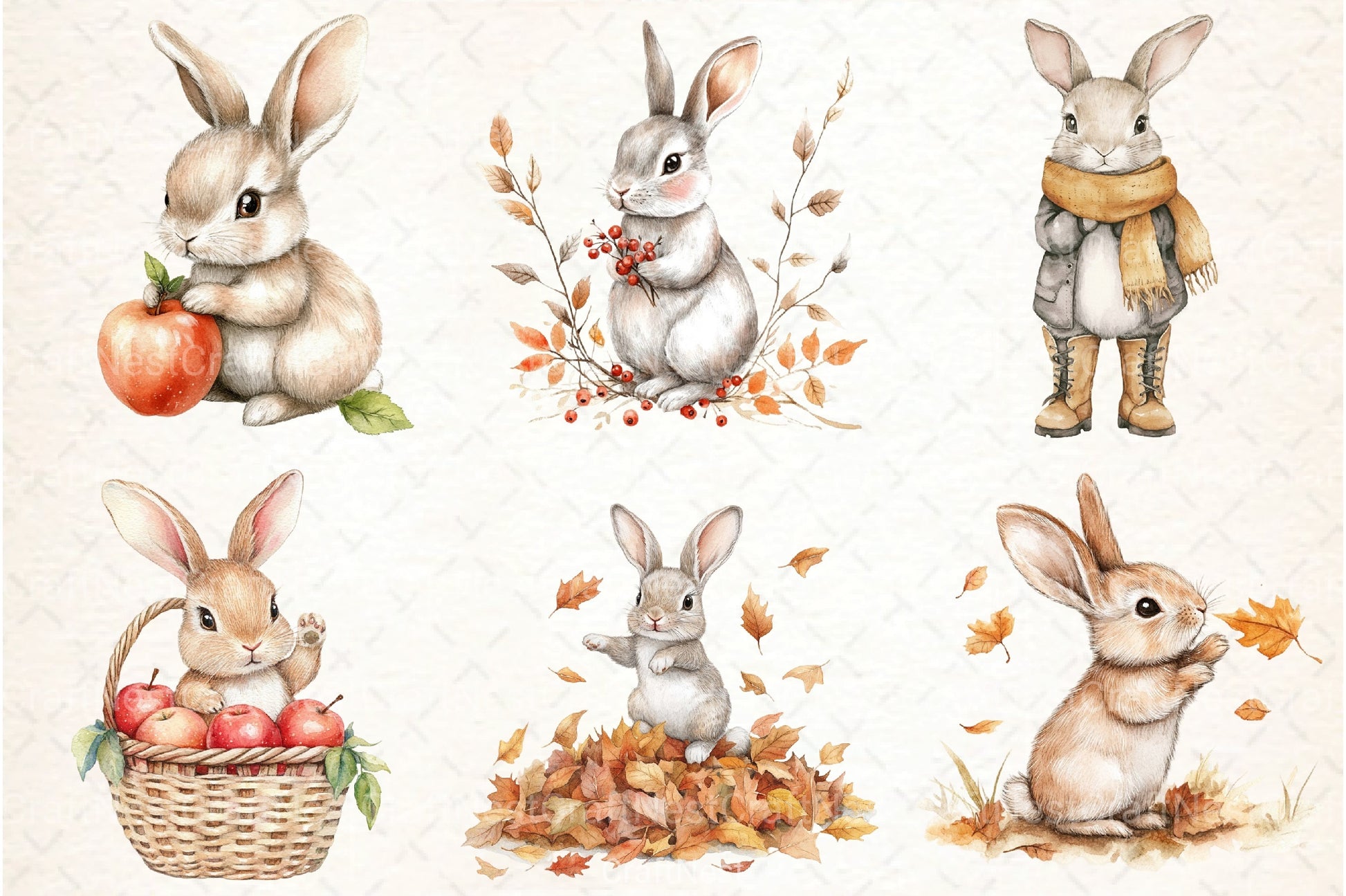 Cute Autumn Bunny Clipart Bundle 77 - CraftNest - Digital Crafting and Art