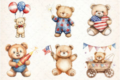 Teddy Bears 4th of July Clipart Bundle - CraftNest - Digital Crafting and Art