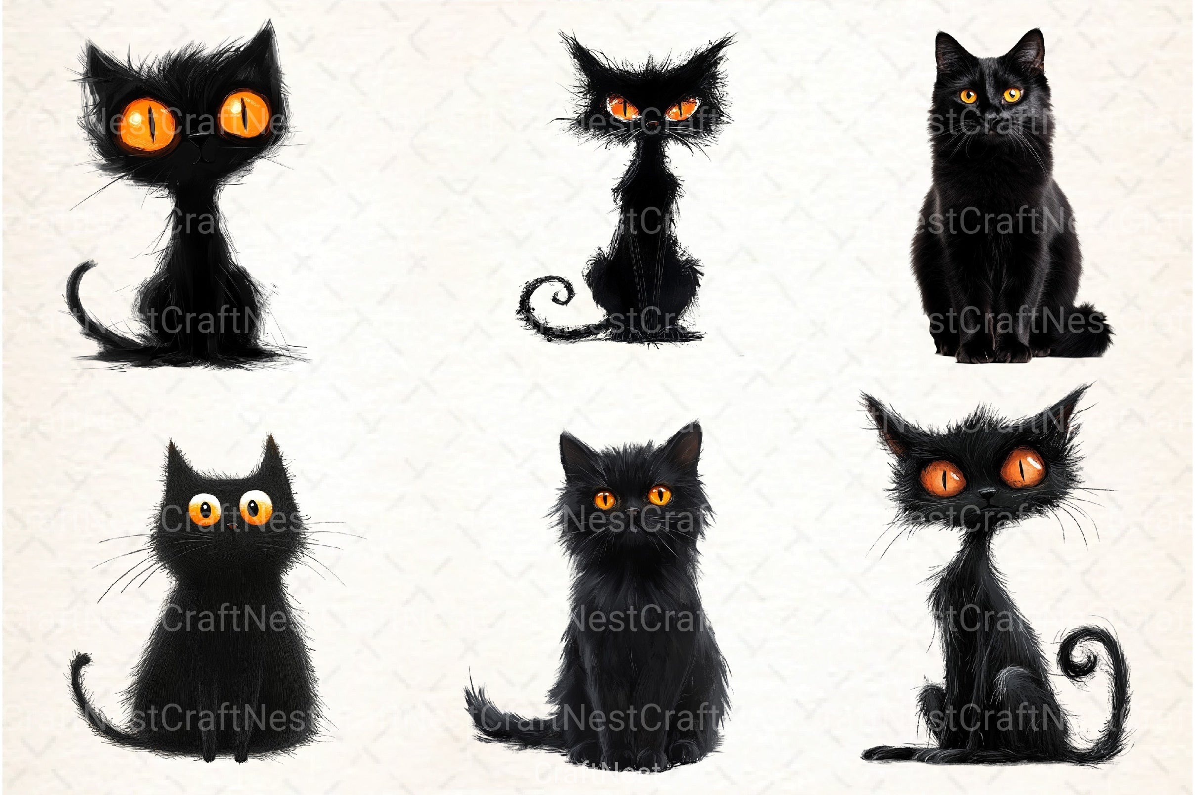 Quirky Funny Black Cat Clipart Bundle55 - CraftNest - Digital Crafting and Art