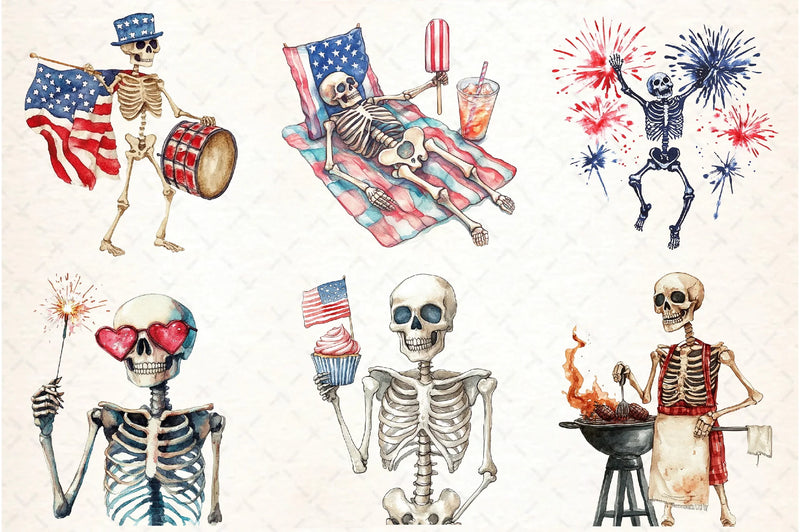 Skeleton 4th of July Clipart Bundle - CraftNest - Digital Crafting and Art