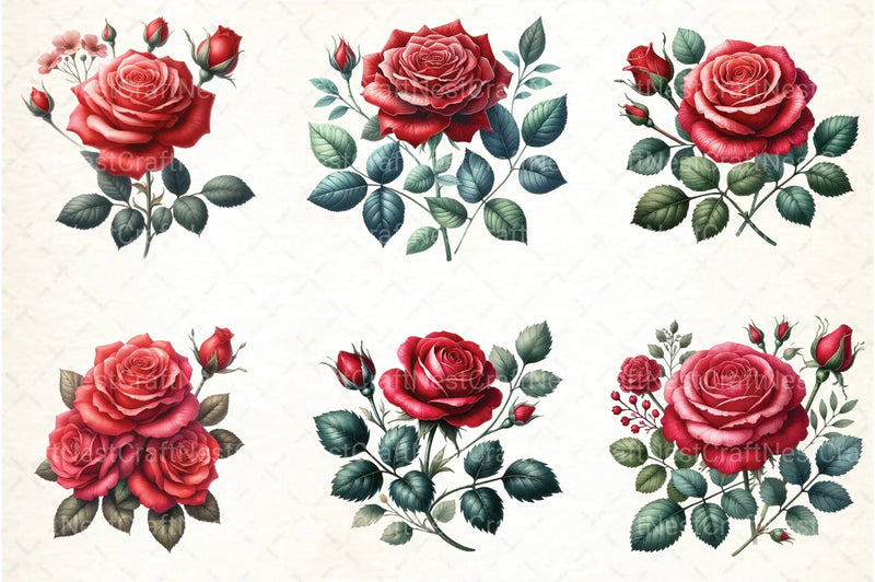 Red Roses Clipart Bundle - CraftNest - Digital Crafting and Art