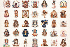 Tribal Boho Girl Clipart Bundle 14 - CraftNest - Digital Crafting and Art