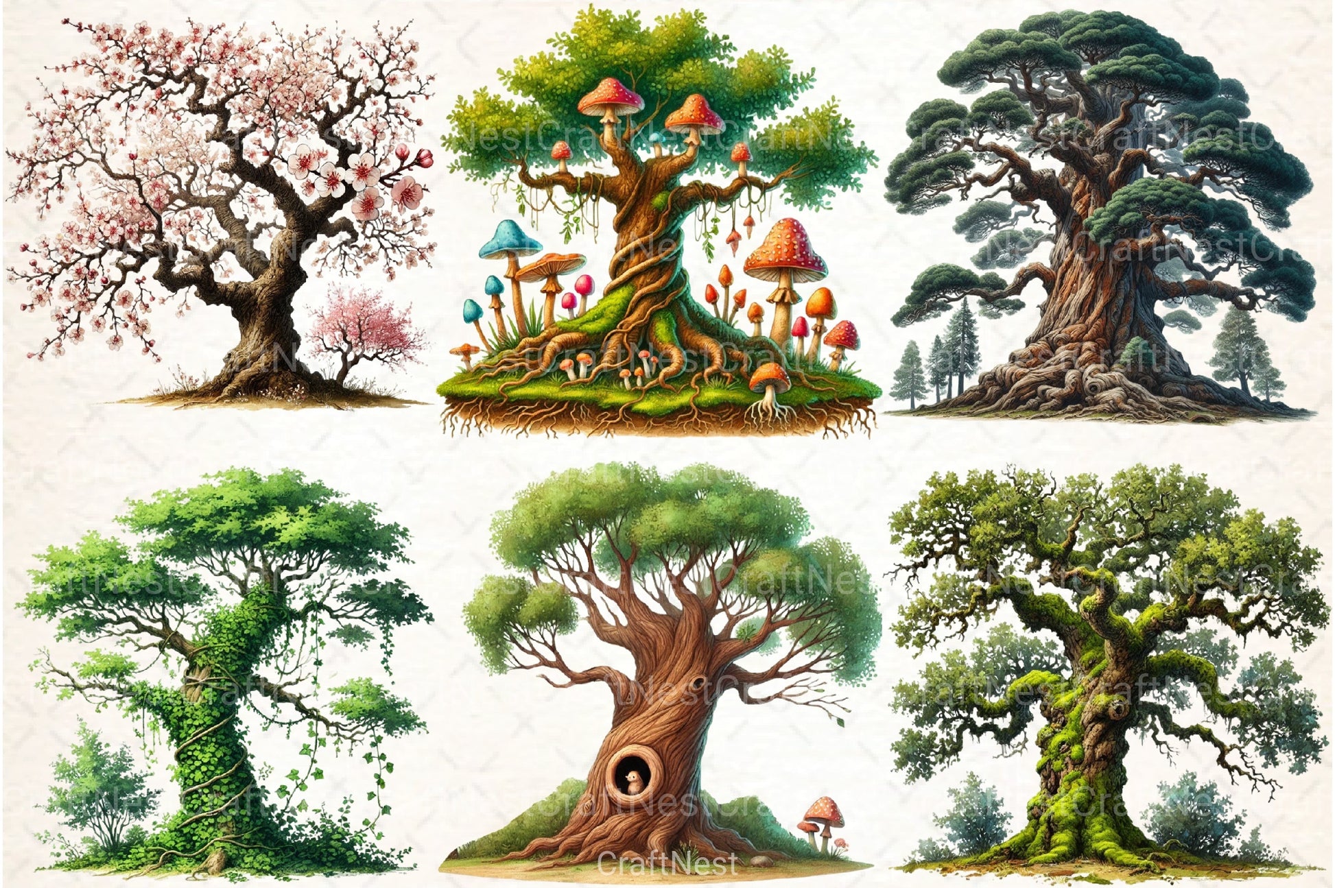 Old Tree Clipart Bundle - CraftNest - Digital Crafting and Art