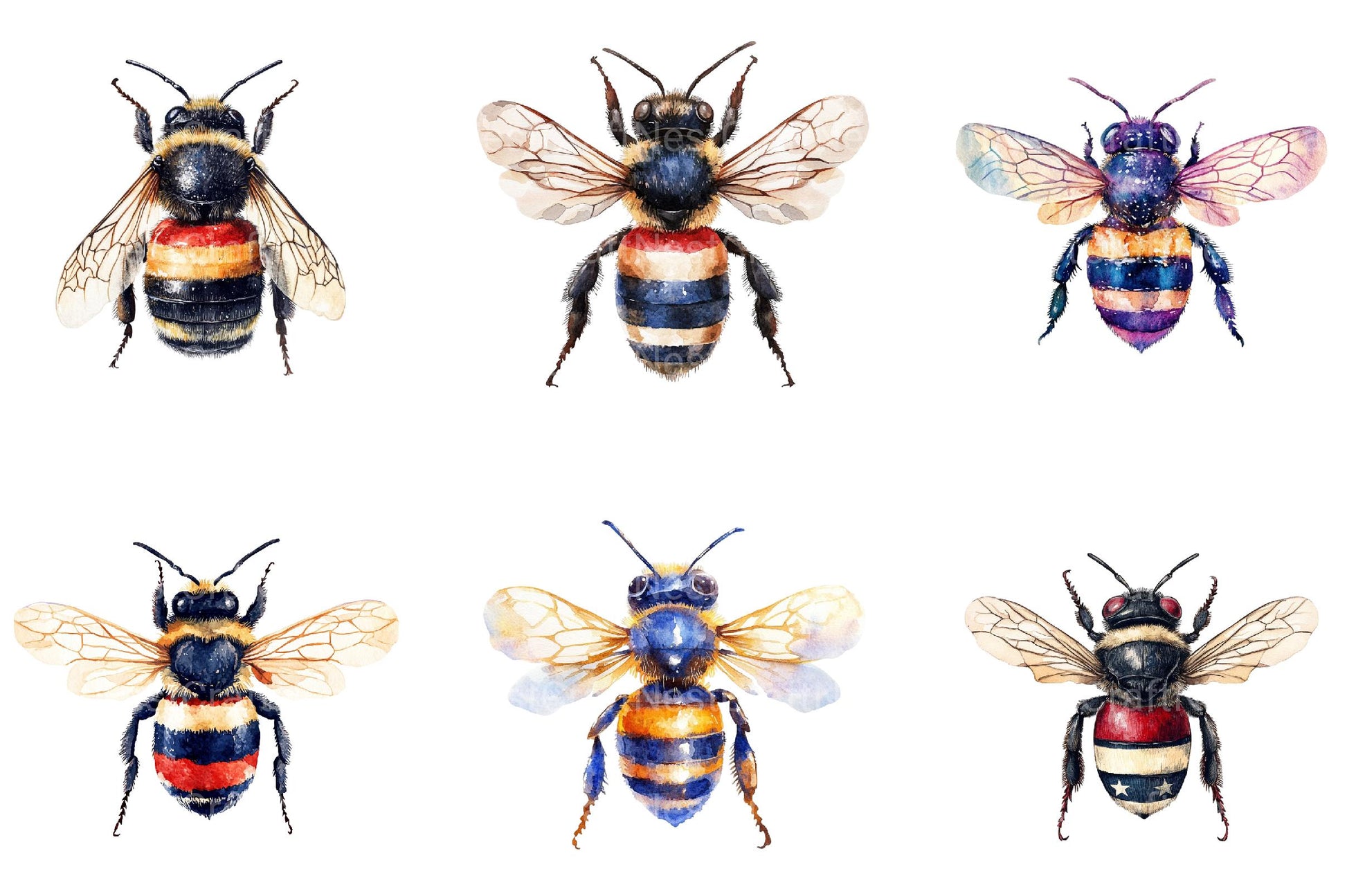 4th of July Patriotic Bee Clipart - CraftNest - Digital Crafting and Art