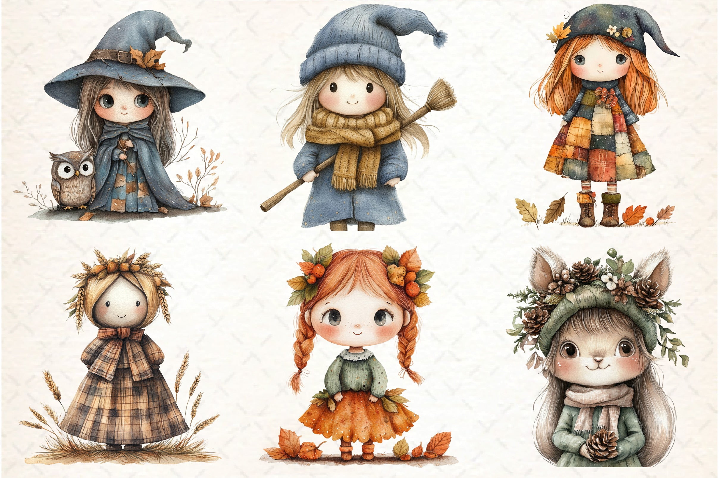 Bewitching Autumn Doll Clipart Bundle