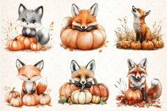 Fox with Pumpkin Patch Clipart Bundle - CraftNest - Digital Crafting and Art