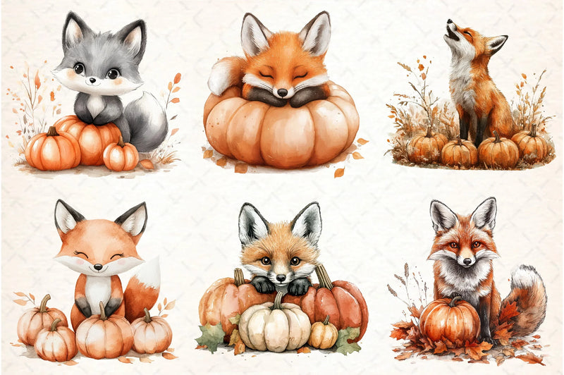 Fox with Pumpkin Patch Clipart Bundle - CraftNest - Digital Crafting and Art