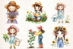 Cute Girl Gardener Clipart Bundle - CraftNest - Digital Crafting and Art