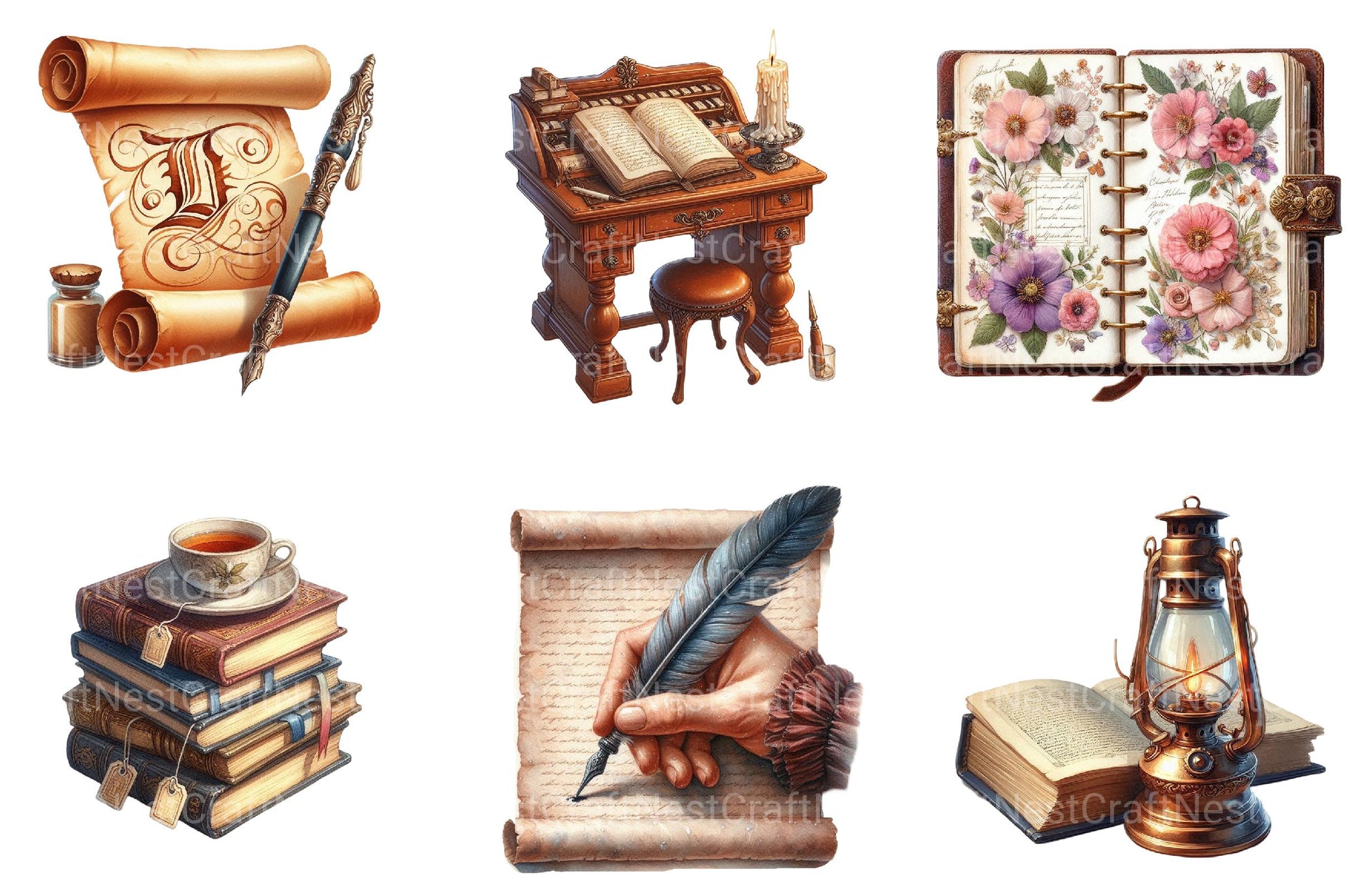 Antique Writer Clipart - CraftNest - Digital Crafting and Art