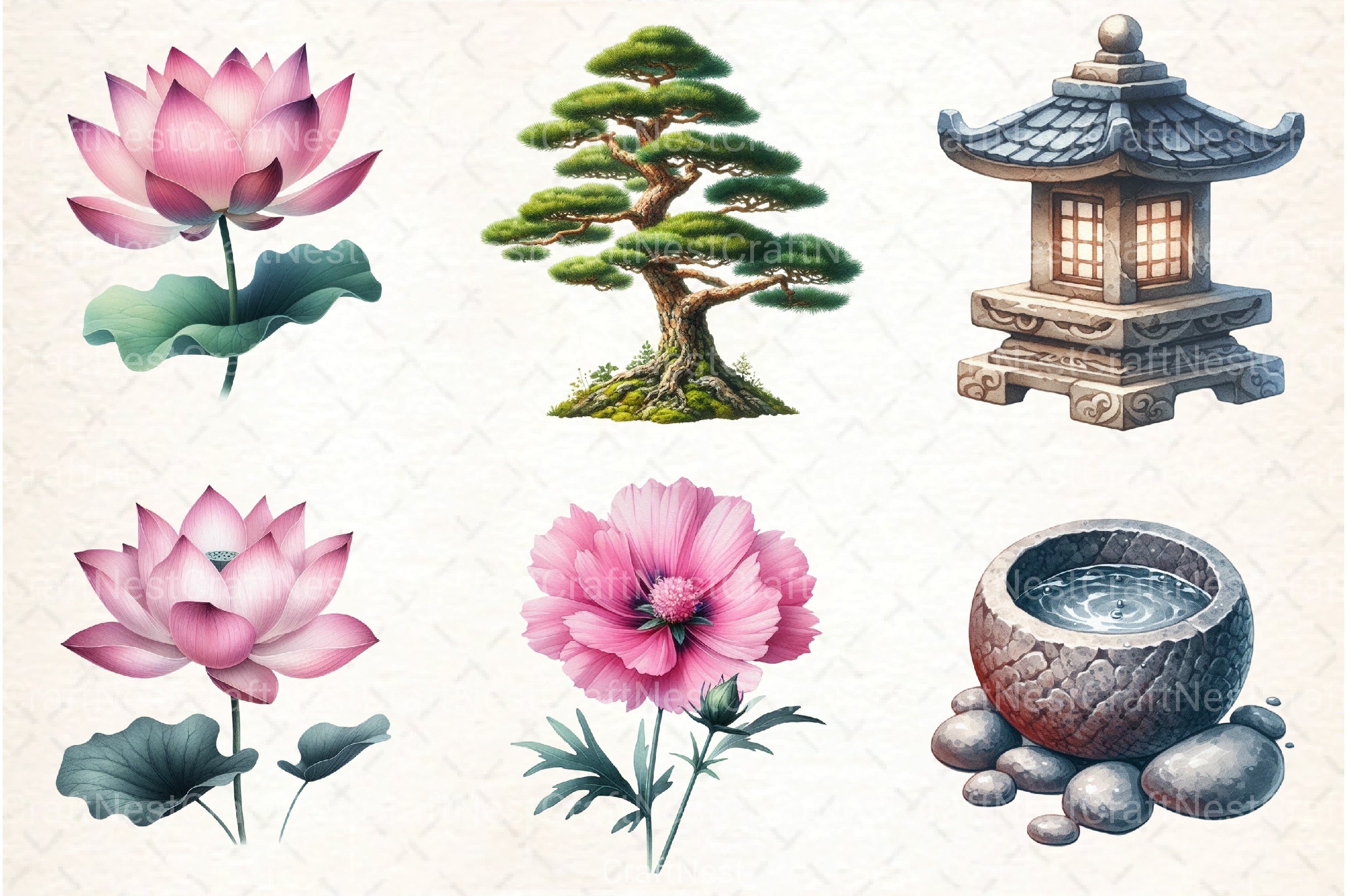 Japanese Summer Garden Clipart Bundle - CraftNest - Digital Crafting and Art