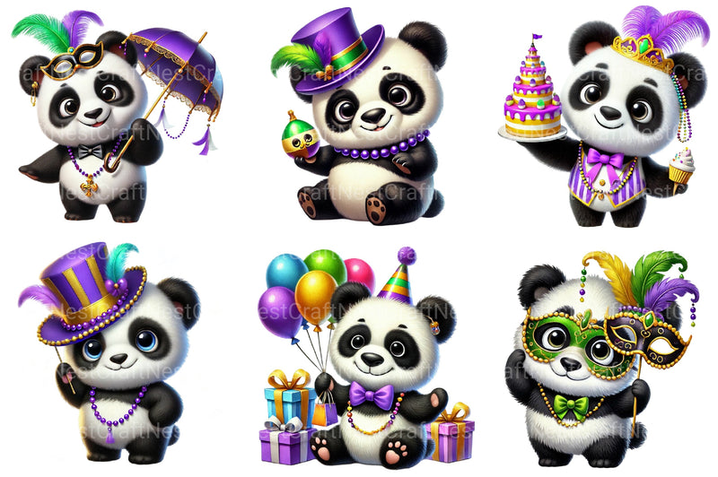 Mardi Gras Panda Clipart Bundle - CraftNest - Digital Crafting and Art