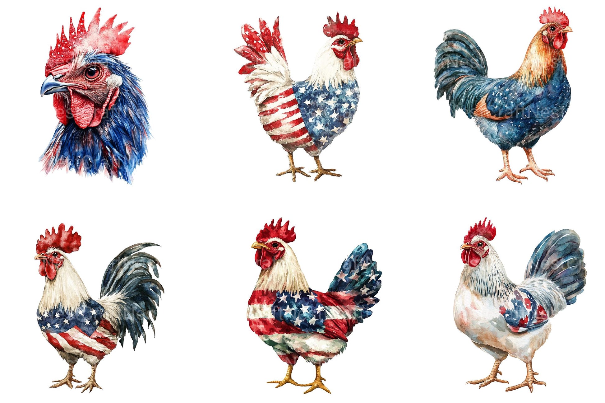 4th of July Chicken Sublimation Clipart - CraftNest - Digital Crafting and Art