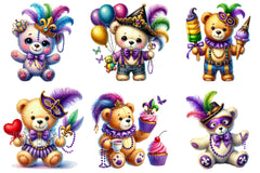 Mardi Gras Teddy Bear Clipart Bundle - CraftNest - Digital Crafting and Art