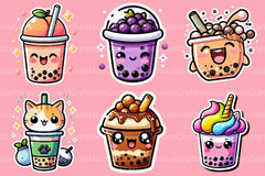 Boba Tea Sticker Clipart Bundle - CraftNest - Digital Crafting and Art