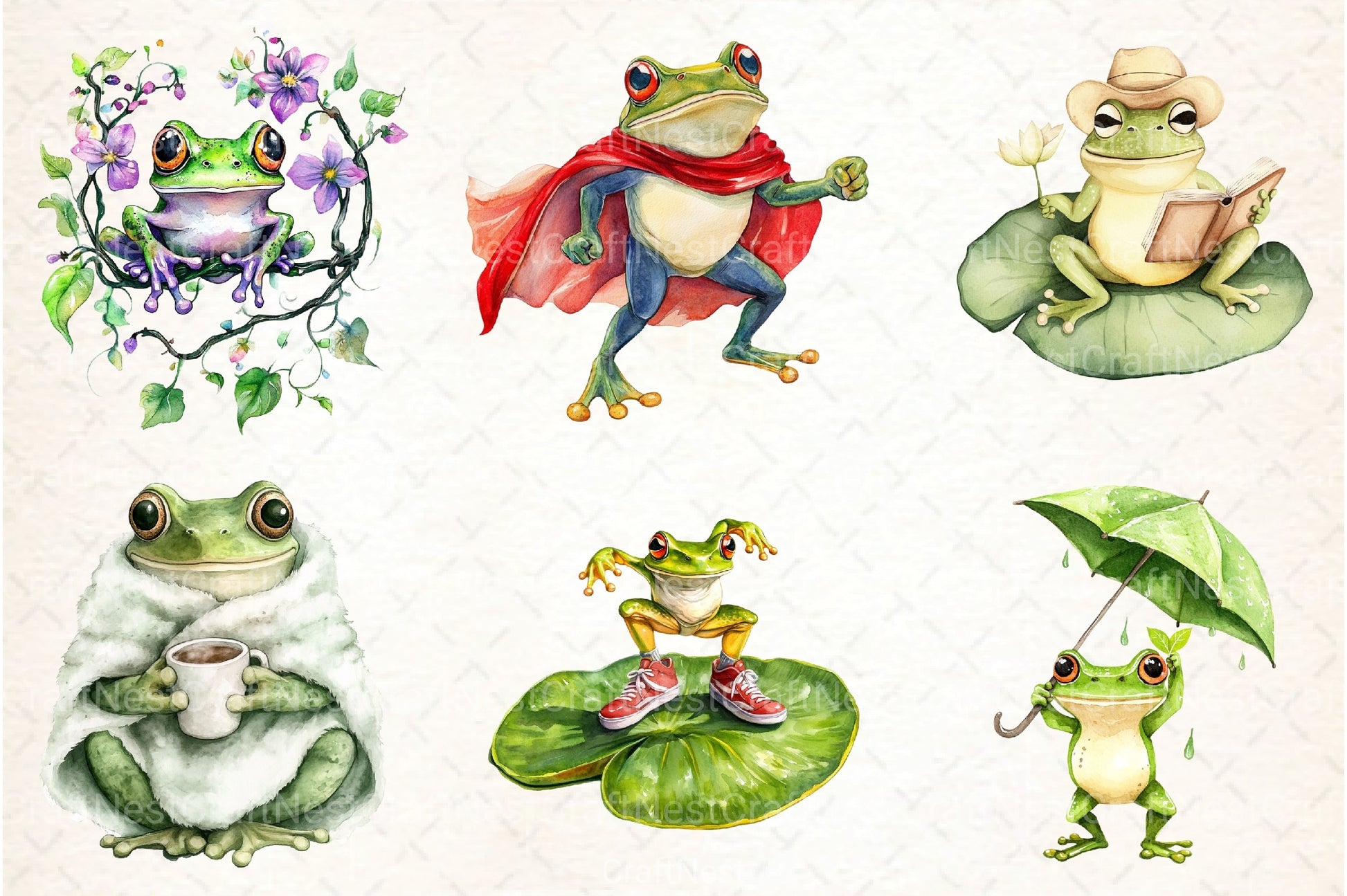 Quirky Funny Frog Clipart Bundle 99 - CraftNest - Digital Crafting and Art