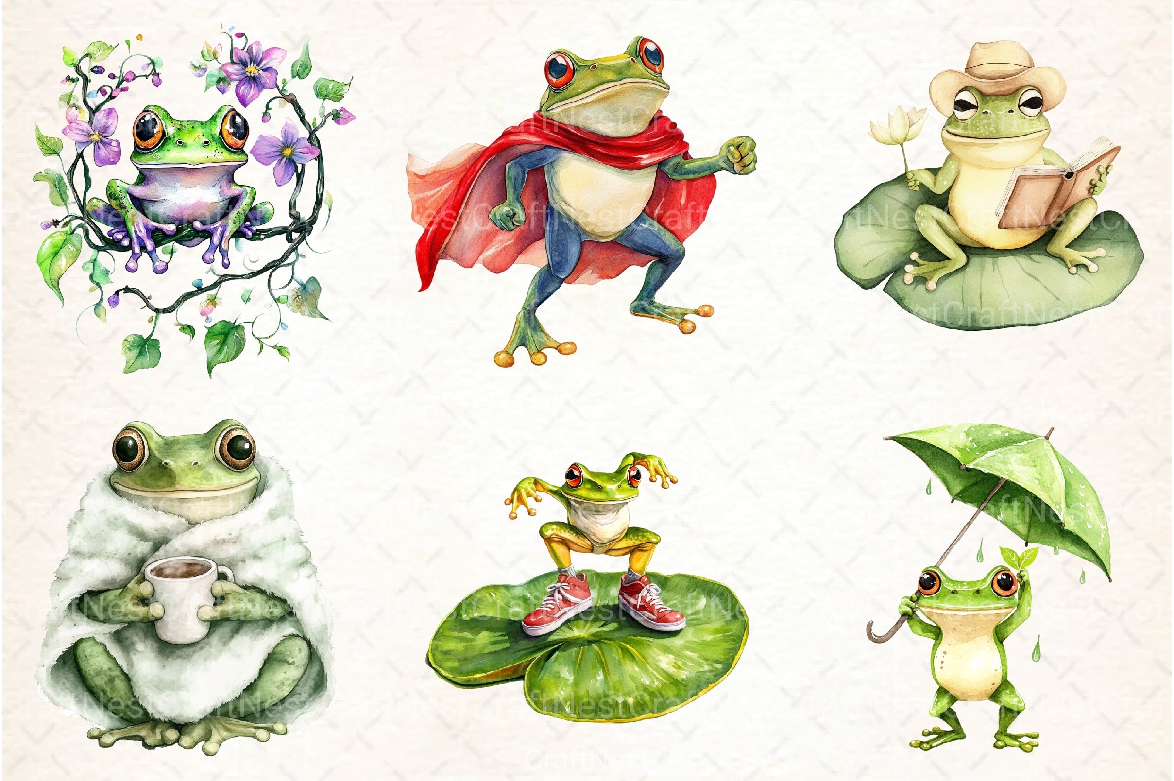 Quirky Funny Frog Clipart Bundle 99 - CraftNest - Digital Crafting and Art