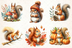 Autumn Squirrel Clipart Bundle 77 - CraftNest - Digital Crafting and Art