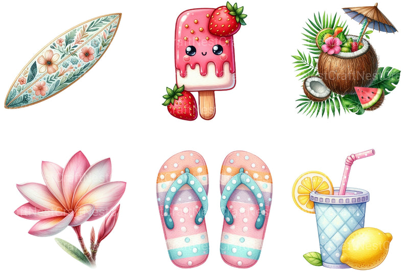 Cute Summer Beach Clipart Bundle 1 - CraftNest - Digital Crafting and Art