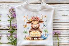 Summer Highland Cow Clipart Bundle 13 - CraftNest - Digital Crafting and Art