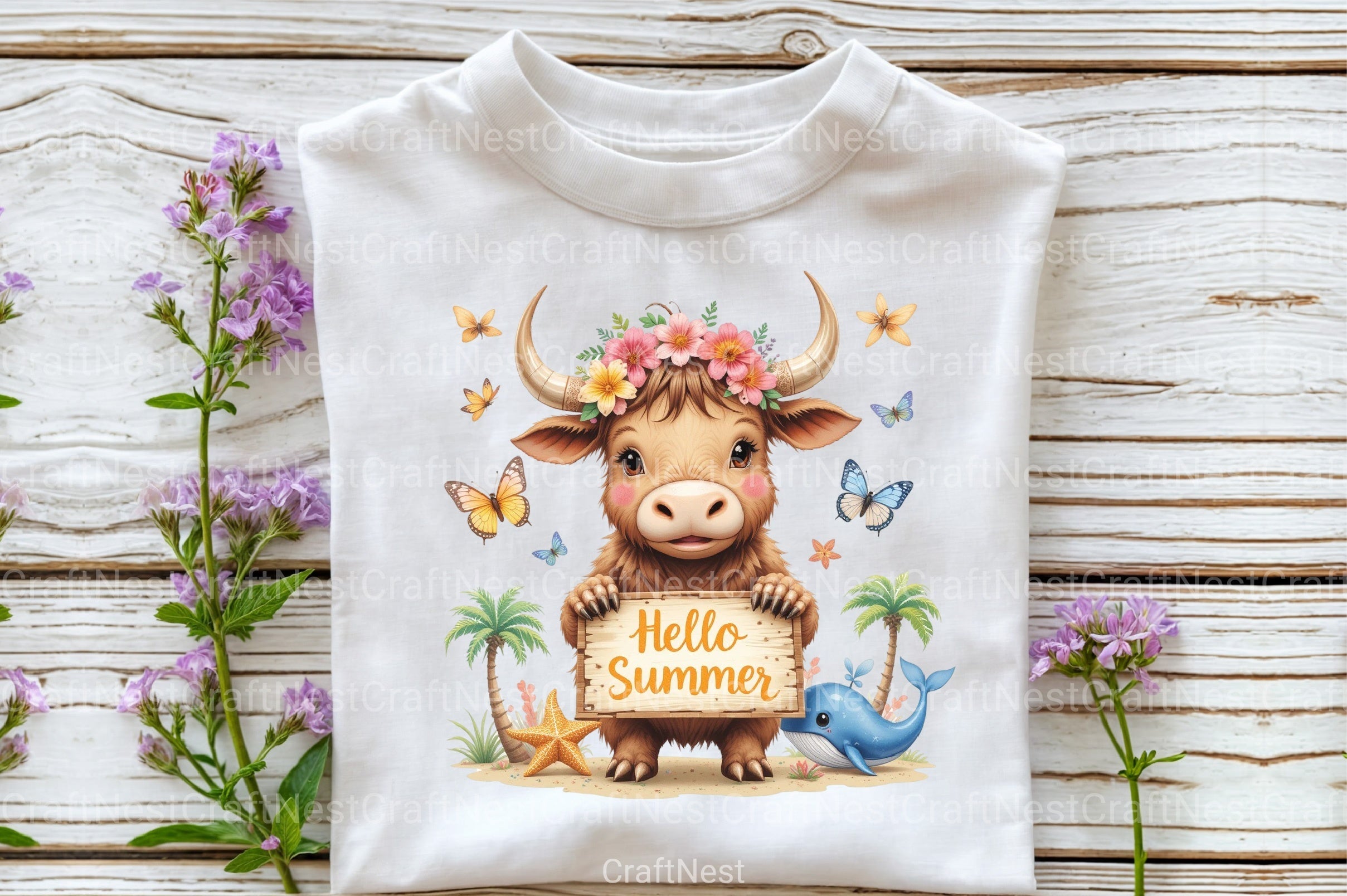 Summer Highland Cow Clipart Bundle 13 - CraftNest - Digital Crafting and Art