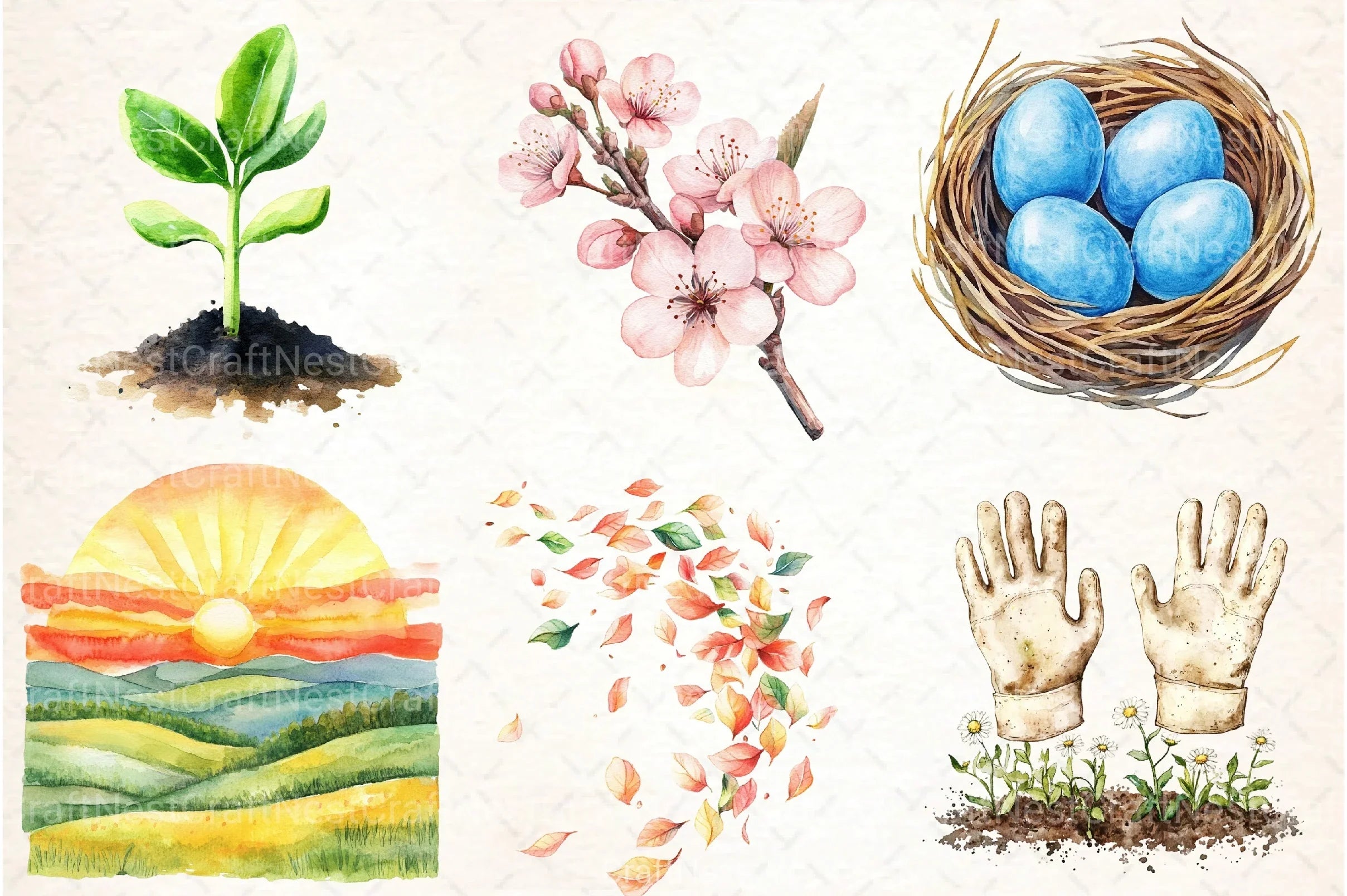 Spring Seasonal Elements Clipart Bundle 99 - CraftNest - Digital Crafting and Art
