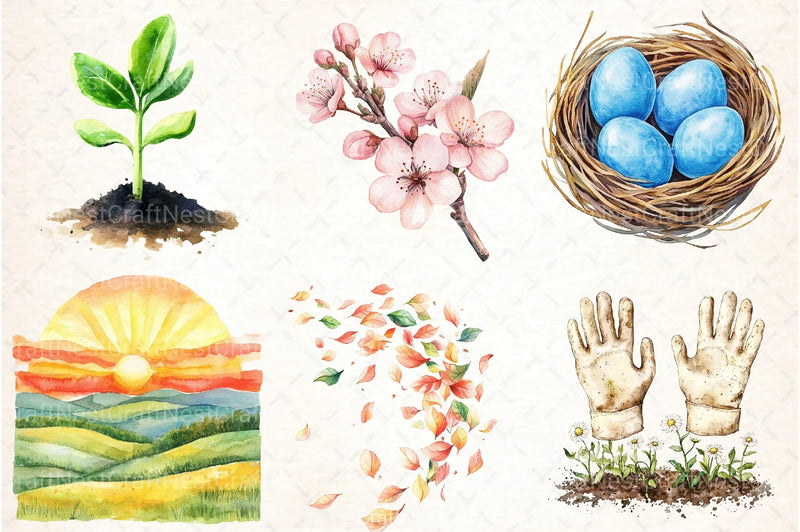 Spring Seasonal Elements Clipart Bundle 99 - CraftNest - Digital Crafting and Art
