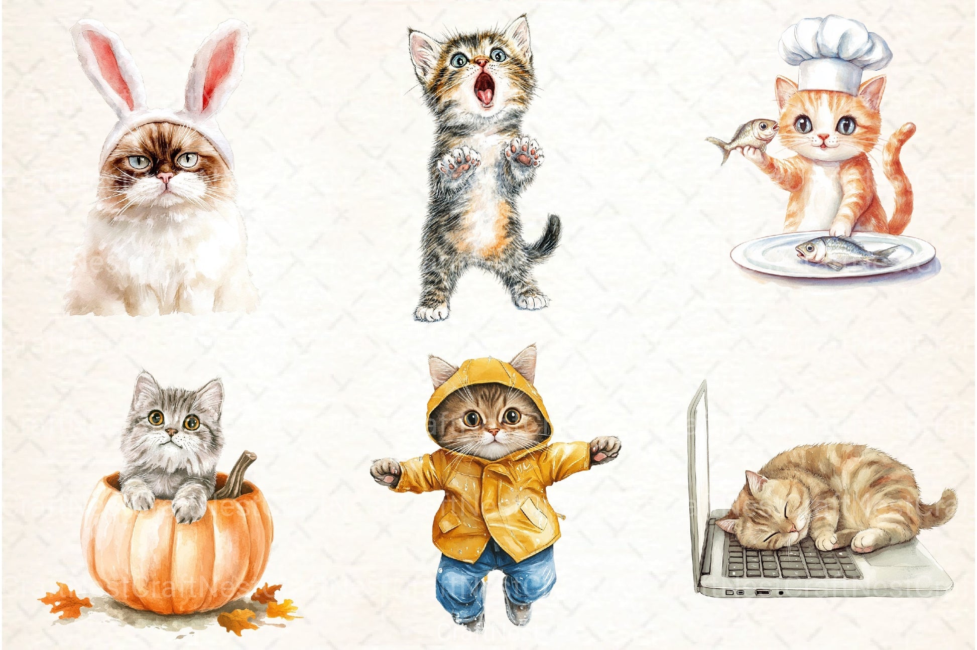 Funny Cats Clipart Bundle 99 - CraftNest - Digital Crafting and Art