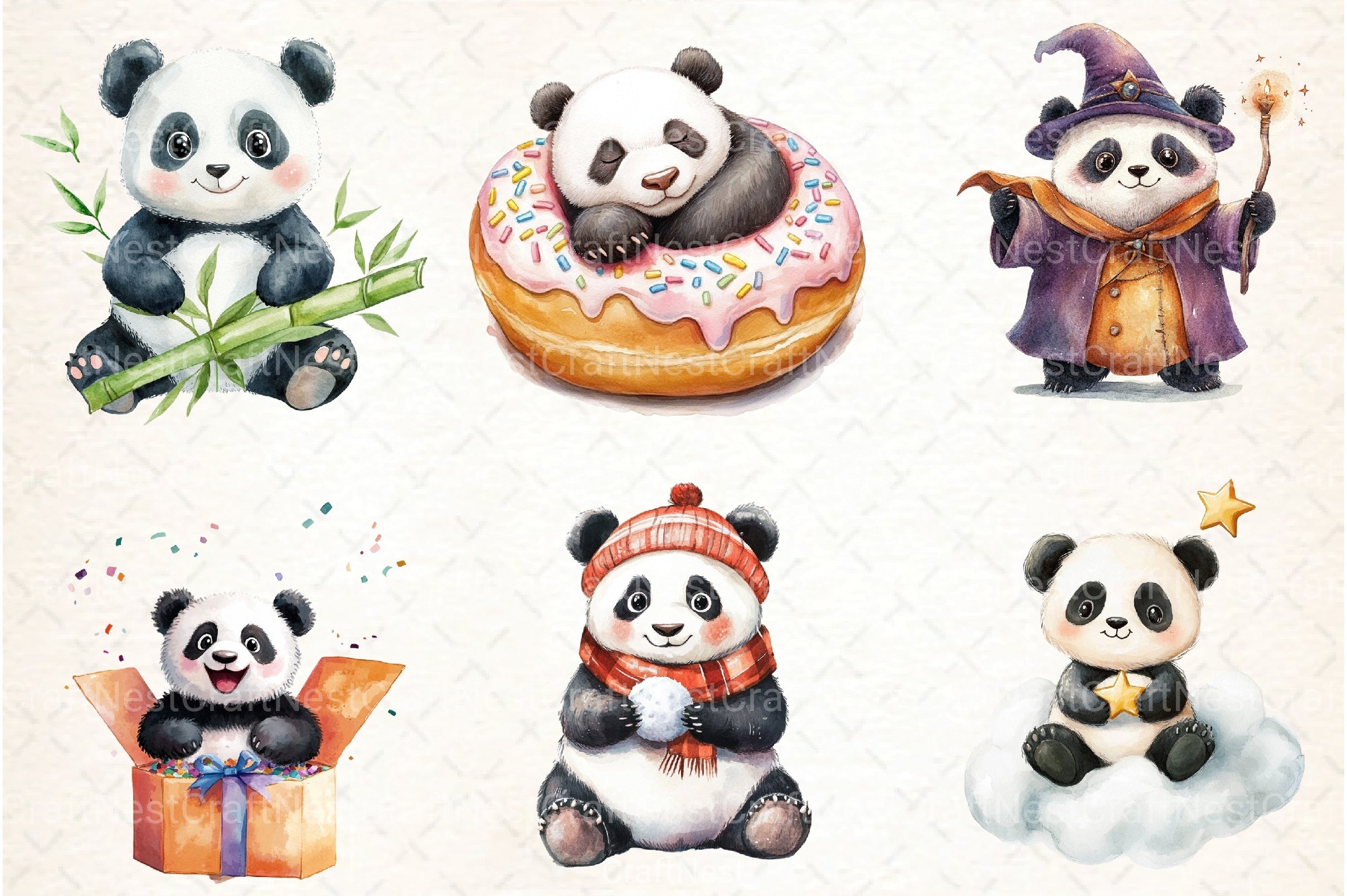 Cute Panda Clipart Bundle 9 - CraftNest - Digital Crafting and Art