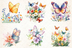 Butterfly Flowers Clipart Bundle 99 - CraftNest - Digital Crafting and Art