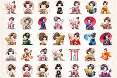 Japanese Geisha Clipart Bundle - CraftNest - Digital Crafting and Art
