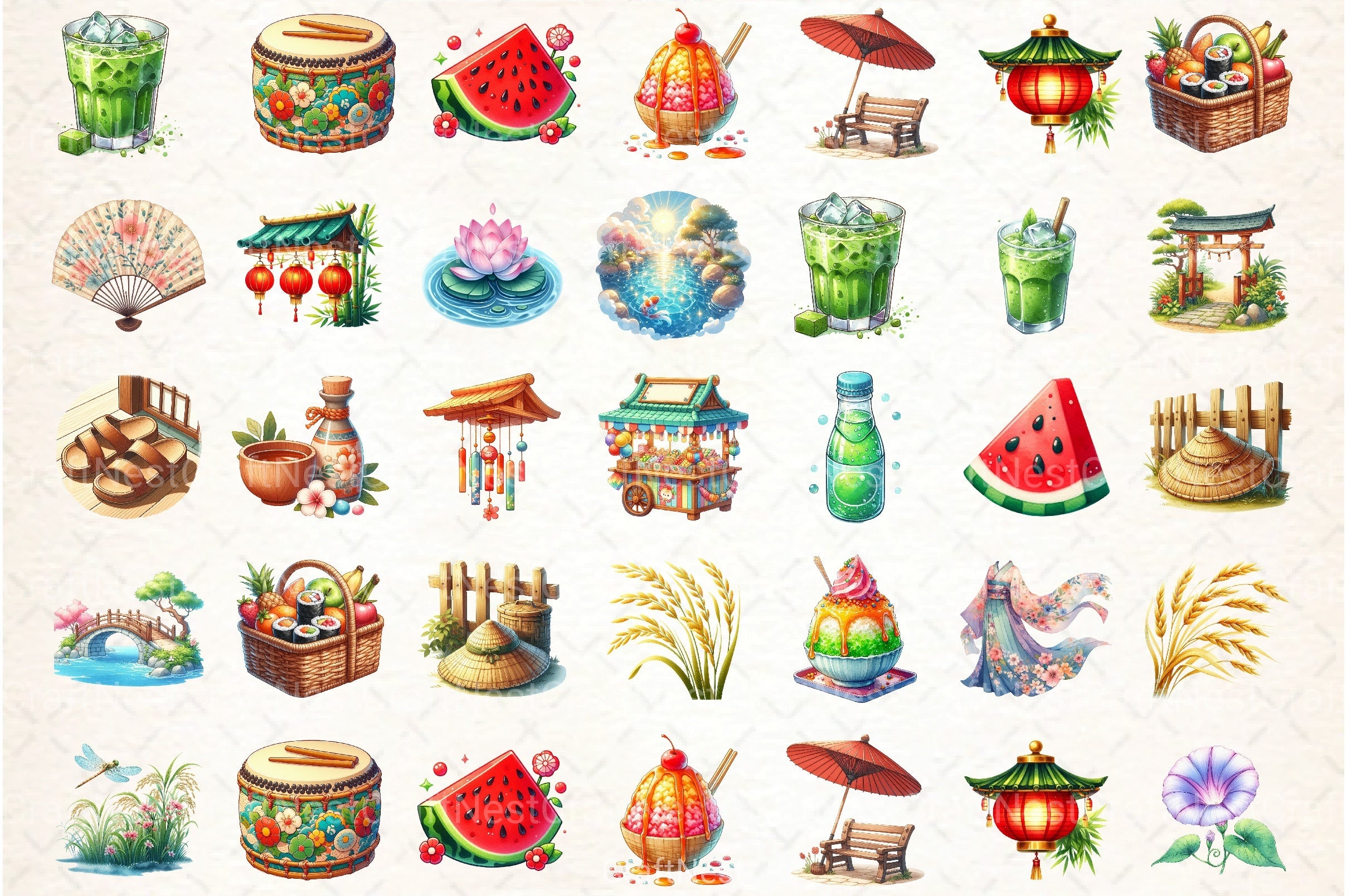 Japanese Summer Clipart Bundle - CraftNest - Digital Crafting and Art
