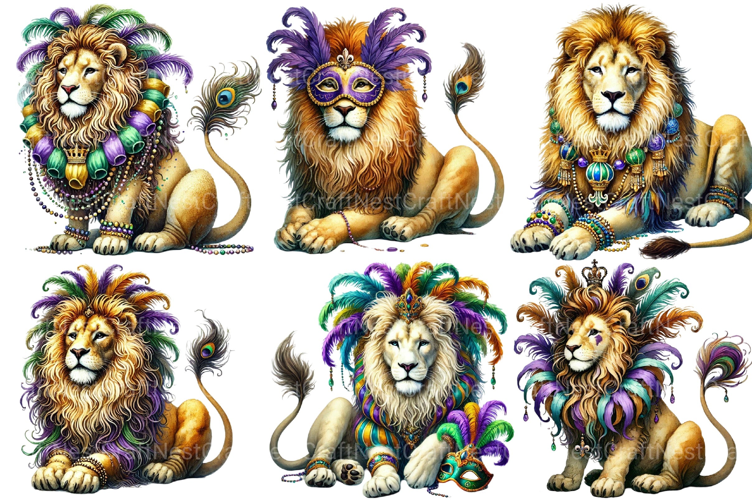 Mardi Gras Lion Clipart Bundle - CraftNest - Digital Crafting and Art