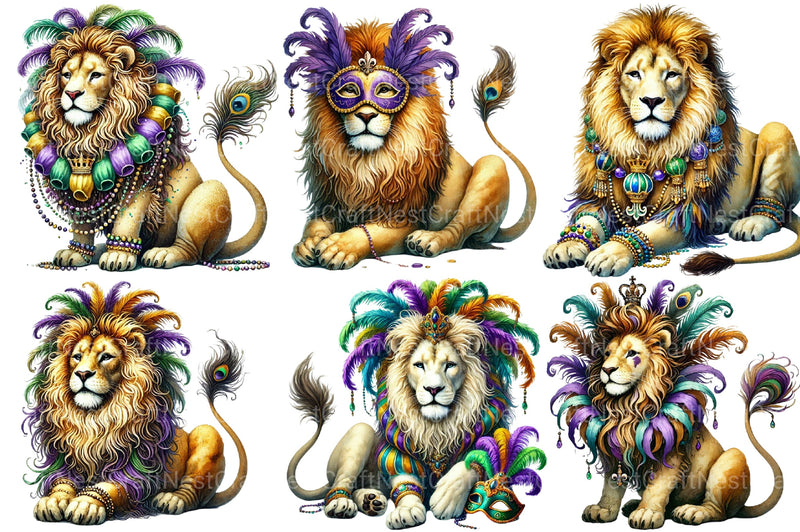 Mardi Gras Lion Clipart Bundle - CraftNest - Digital Crafting and Art