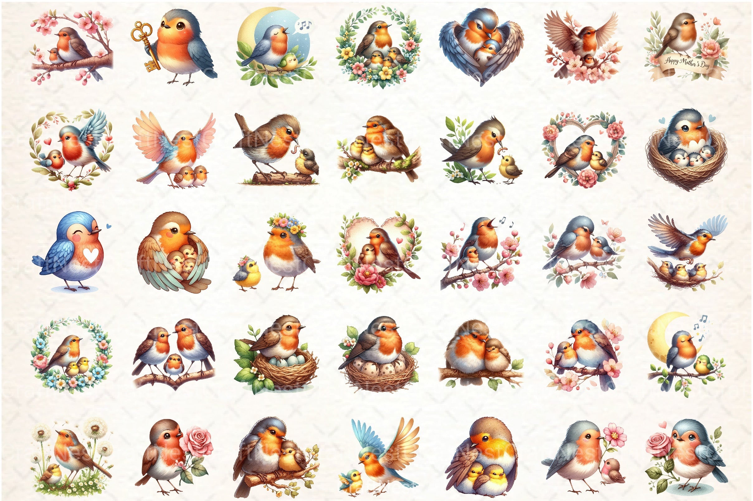 Robin Mother's Day Clipart Bundle - CraftNest - Digital Crafting and Art