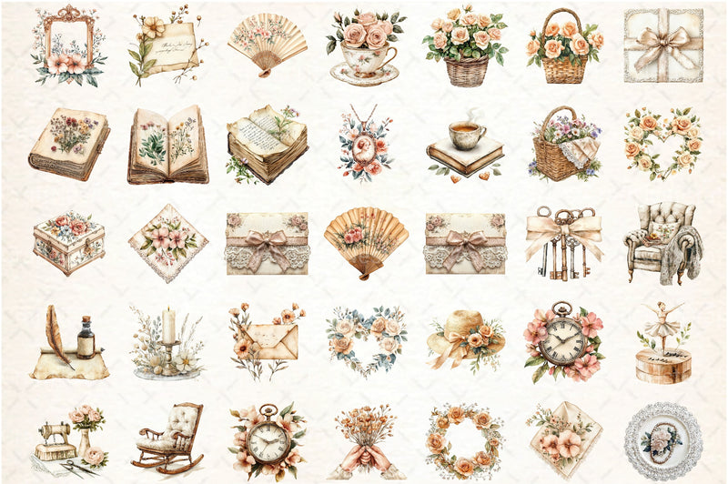 Vintage Beige Mother's Day Clipart Bundle - CraftNest - Digital Crafting and Art