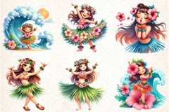 Summer Hula Girl Clipart Bundle - CraftNest - Digital Crafting and Art