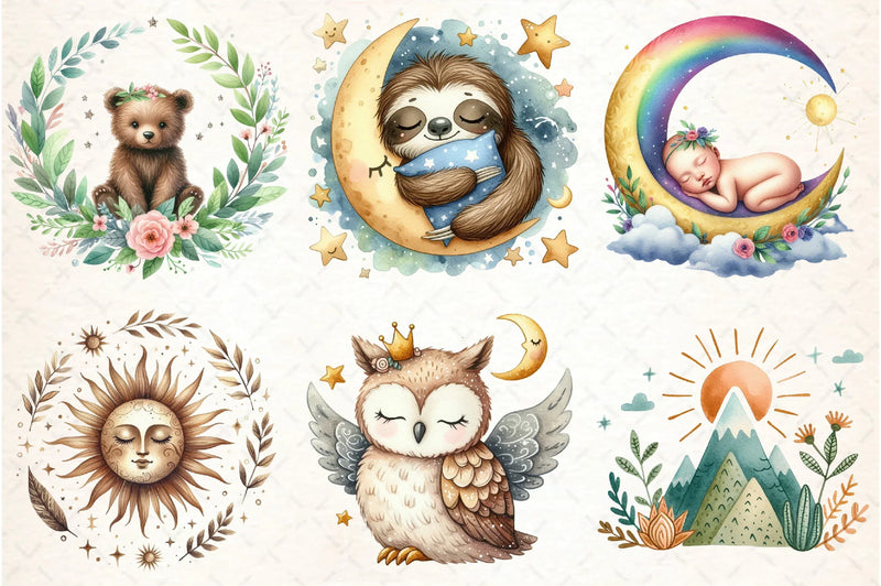 Boho Baby Doodle Clipart Bundle - CraftNest - Digital Crafting and Art
