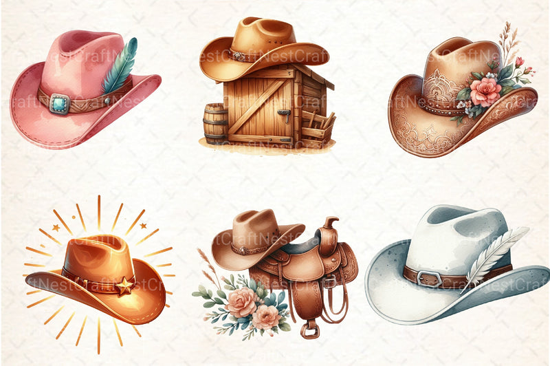 Cowboy Hat Boho Clipart Bundle - CraftNest - Digital Crafting and Art
