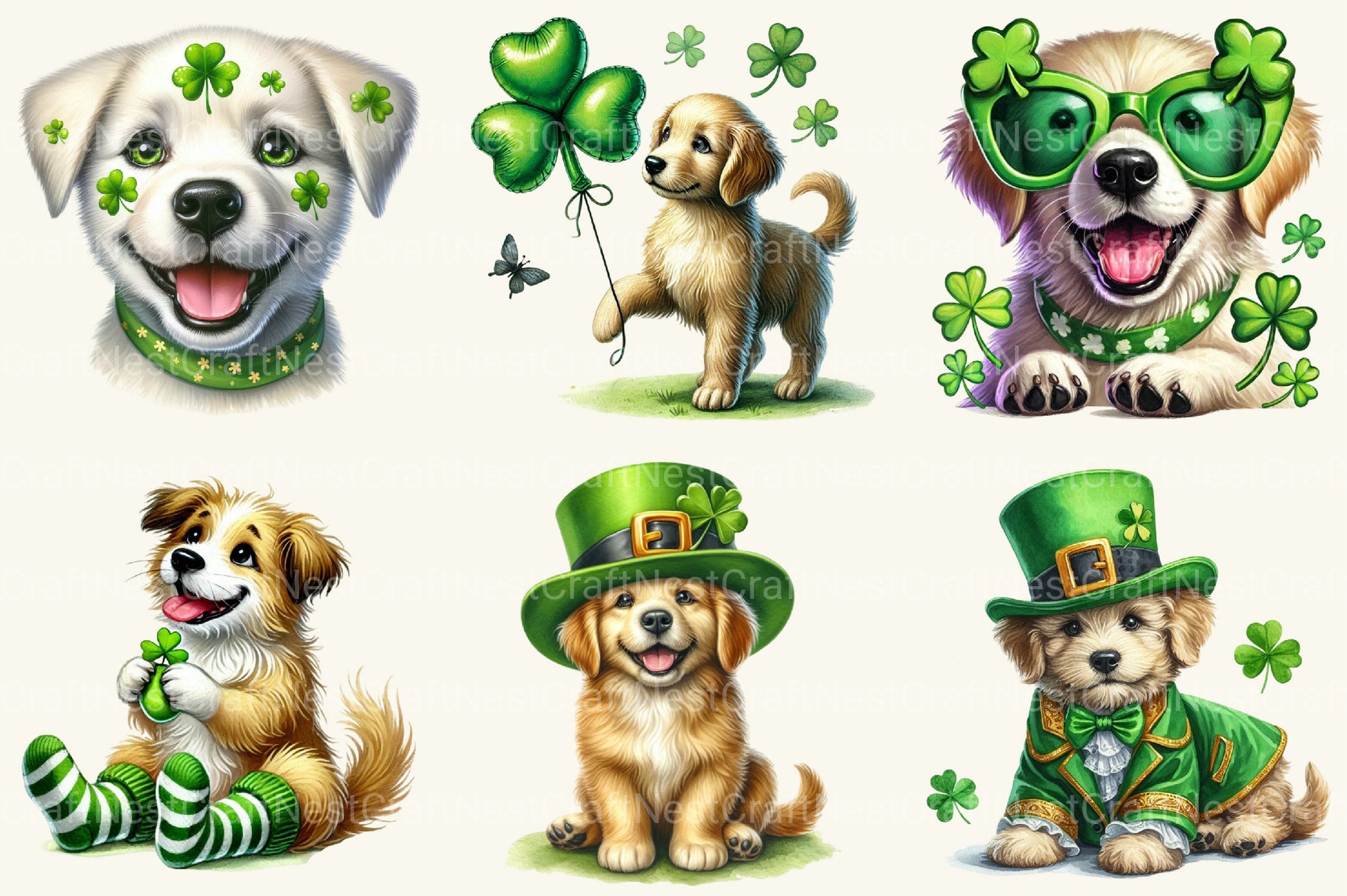 St Patrick's Dogs Clipart Bundle - CraftNest - Digital Crafting and Art
