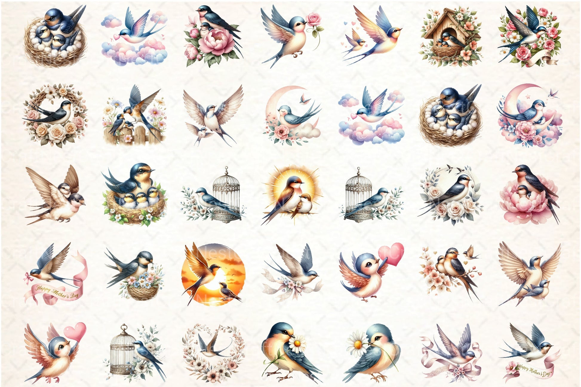 Swallow Mother's Day Clipart Bundle - CraftNest - Digital Crafting and Art