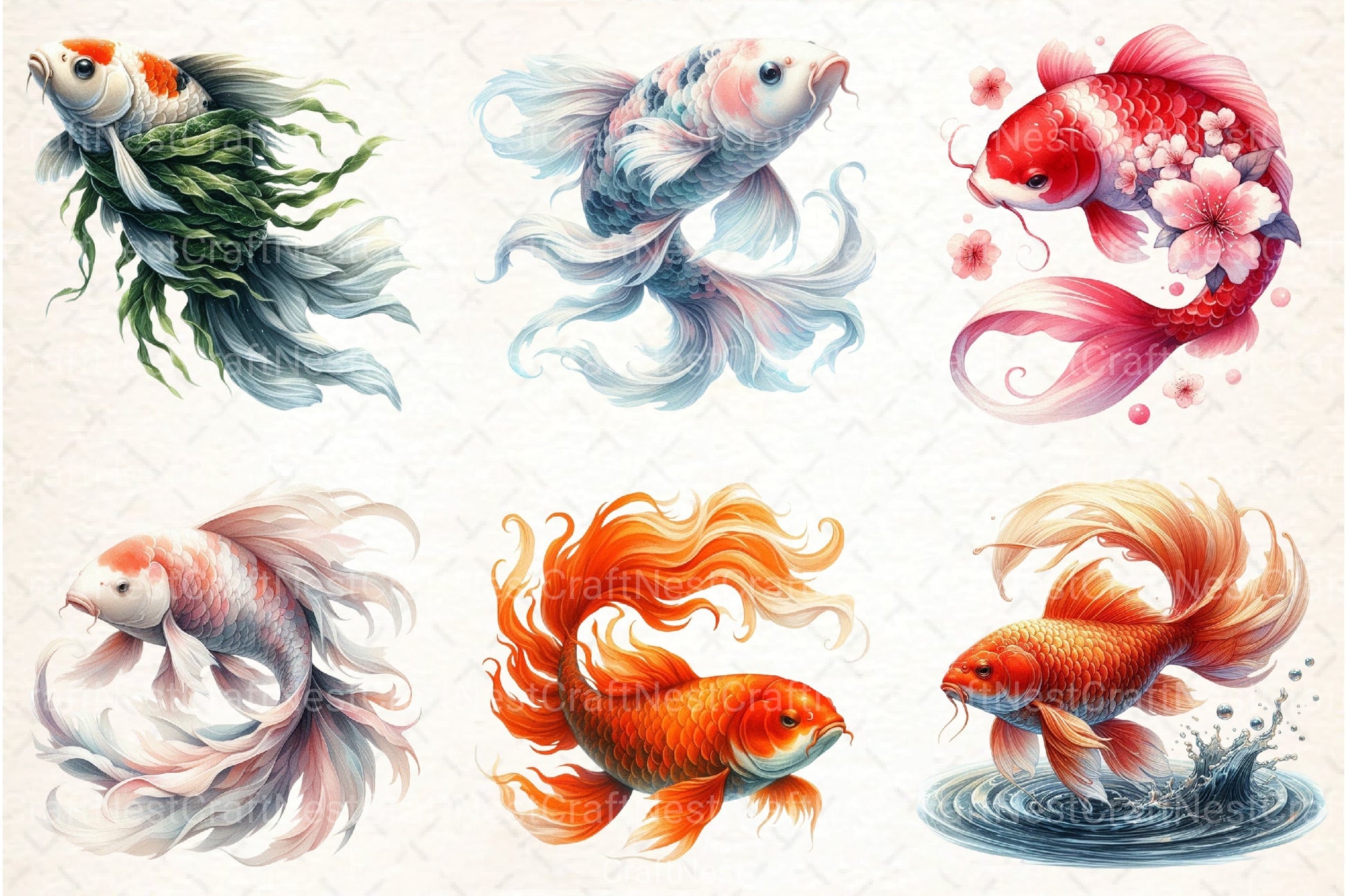 Japanese Koi Fish Clipart Bundle - CraftNest - Digital Crafting and Art