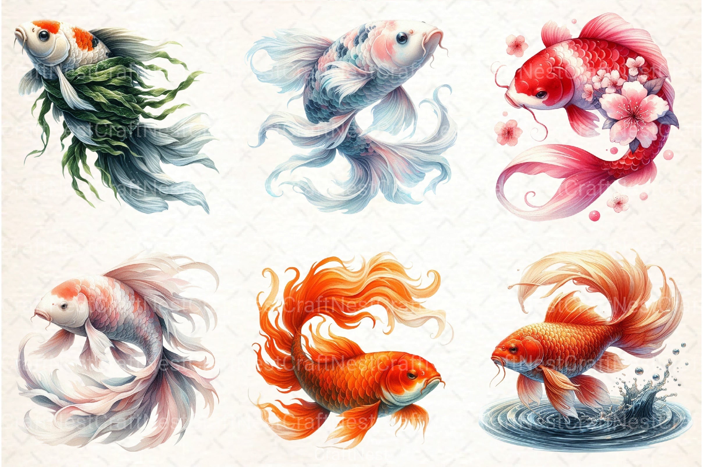 Japanese Koi Fish Clipart Bundle - CraftNest - Digital Crafting and Art