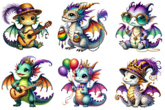 Mardi Gras Baby Dragon Clipart Bundle 2 - CraftNest - Digital Crafting and Art