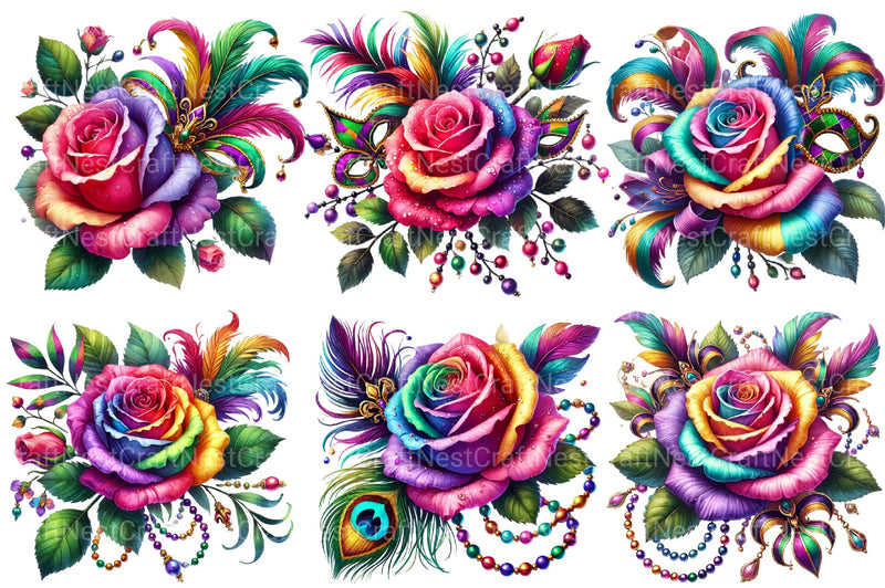 Mardi Gras Rose Clipart Bundle - CraftNest - Digital Crafting and Art