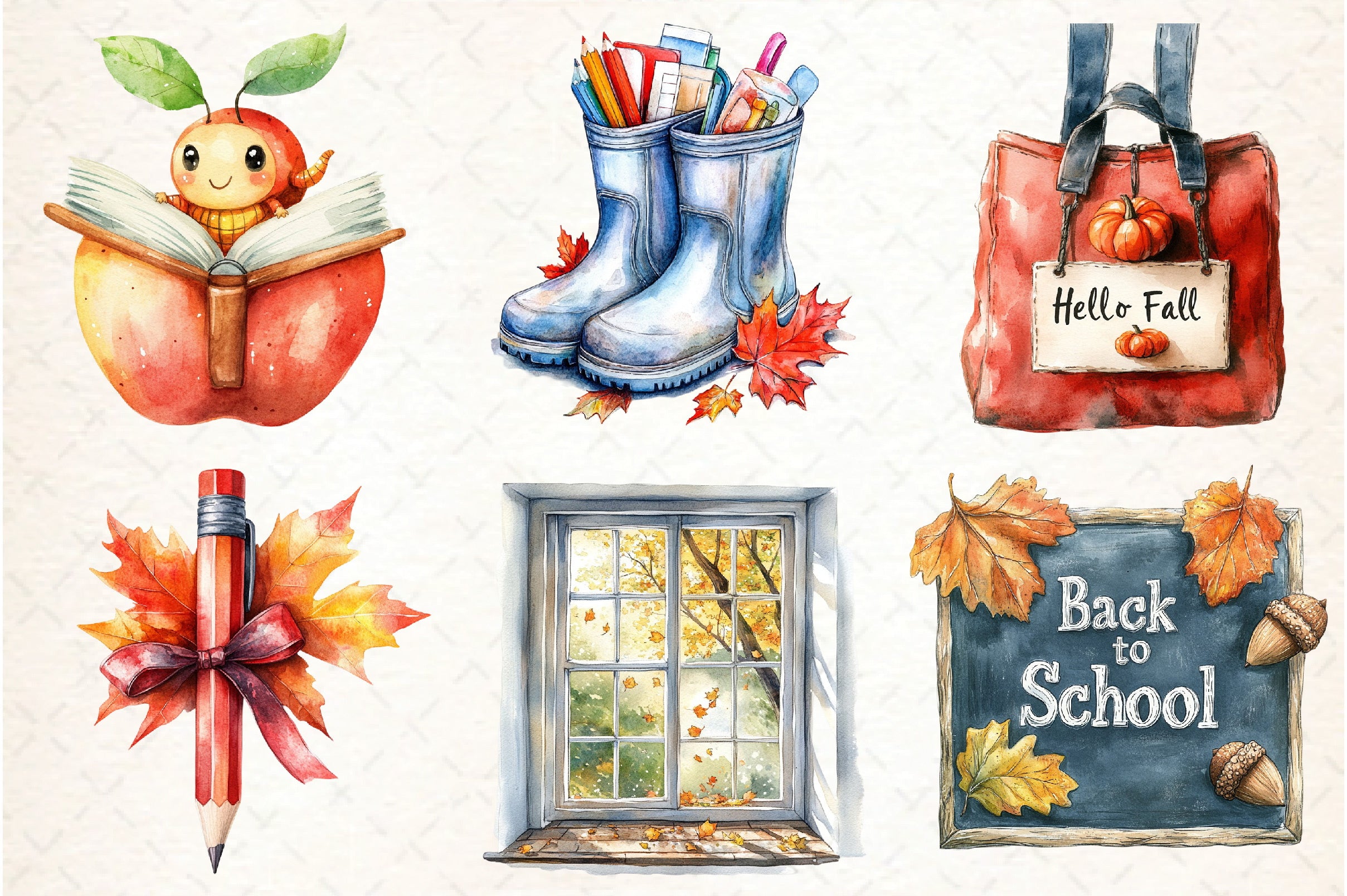 Autumn Back to School Clipart Bundle